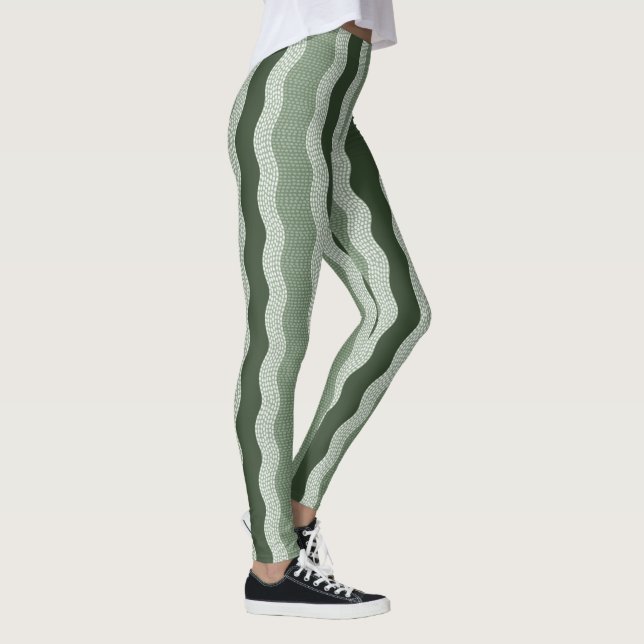 Leggings Wabi Sabi Resumen Río Wavy, Verde Forestal, Sabor (Derecha)