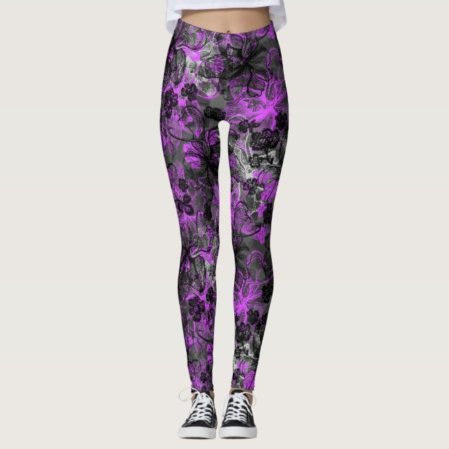 Leggings Wahine Lace Hawaiano Orquídea Tropical (Anverso)