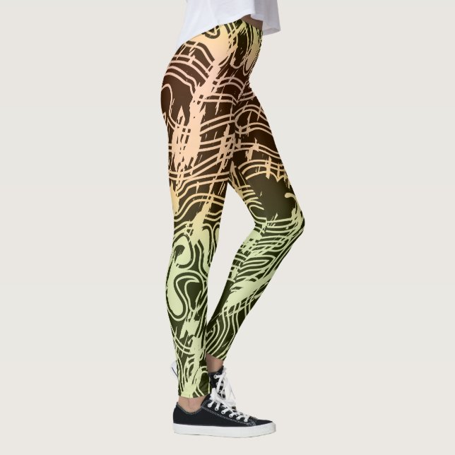 Leggings Warm Gradient Topographic Contour Map (Derecha)