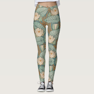 Leggings Water Lilies Lily Naturaleza Art Nouveau