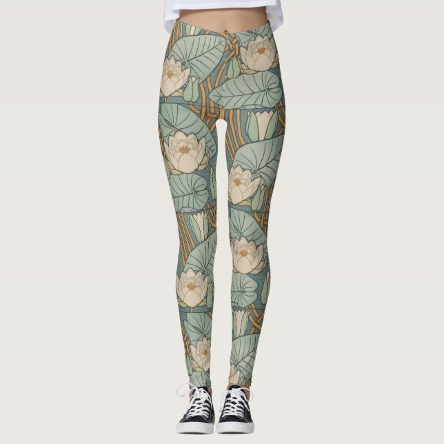 Leggings Water Lilies Lily Naturaleza Art Nouveau (Anverso)