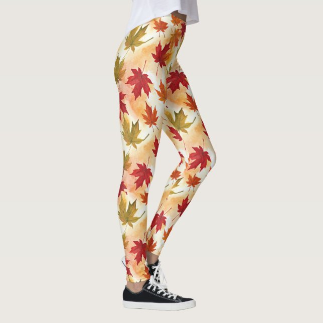 Leggings Watercolor Fall Leaves Pattern (Derecha)