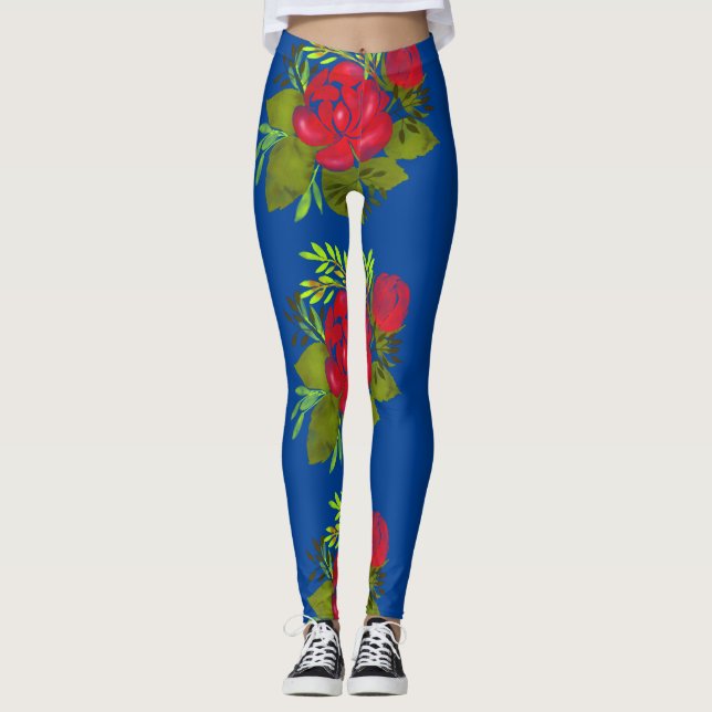 Leggings Watercolor Peonies Folk (Anverso)
