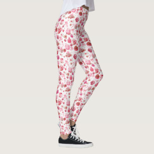Leggings Watercolor Valentine Pink Sweet Seamless Pattern