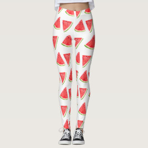 Leggings Watermelon Red fruta acuarela Patrón de alimentos