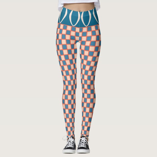 Leggings Wave de tablero de ajedrez de California Retro Six (Anverso)