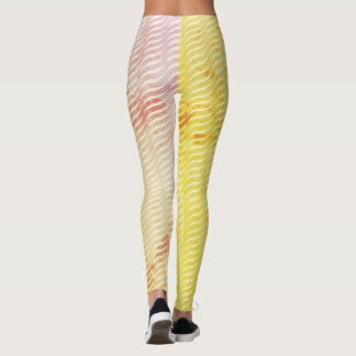 Leggings Wavy Magical Gold GreenLeaf Lines Seless Pattern