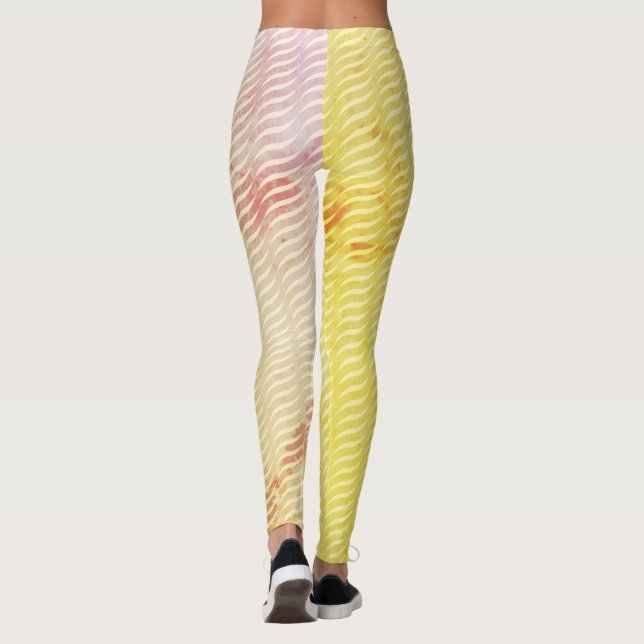 Leggings Wavy Magical Gold GreenLeaf Lines Seless Pattern (Reverso)