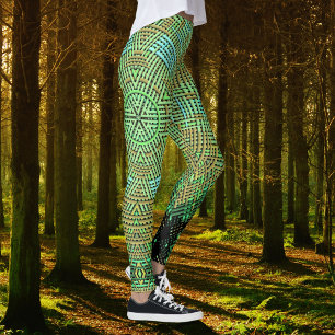 Leggings Weave Mandala Green y Naranja