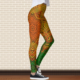 Leggings Weave Mandala Naranja amarillo y verde