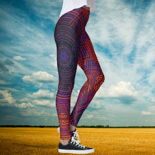 Leggings Weave Mandala Naranja rojo y morado