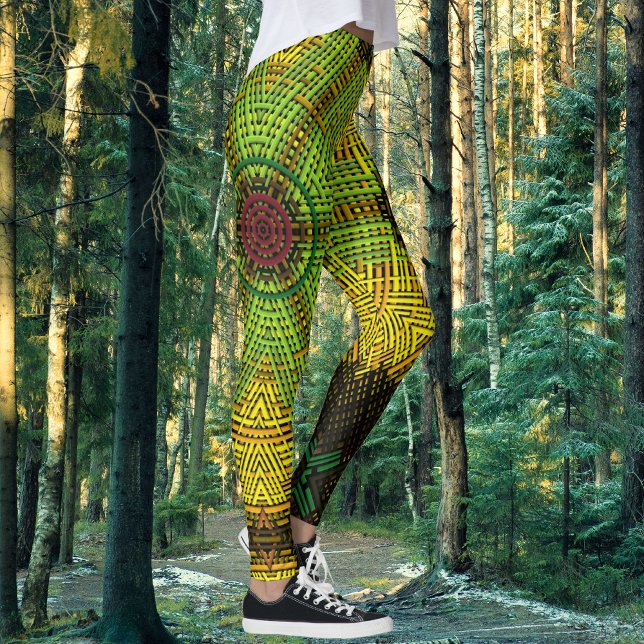Leggings Weave Mandala Verde Amarillo y Rojo (Subido por el creador)