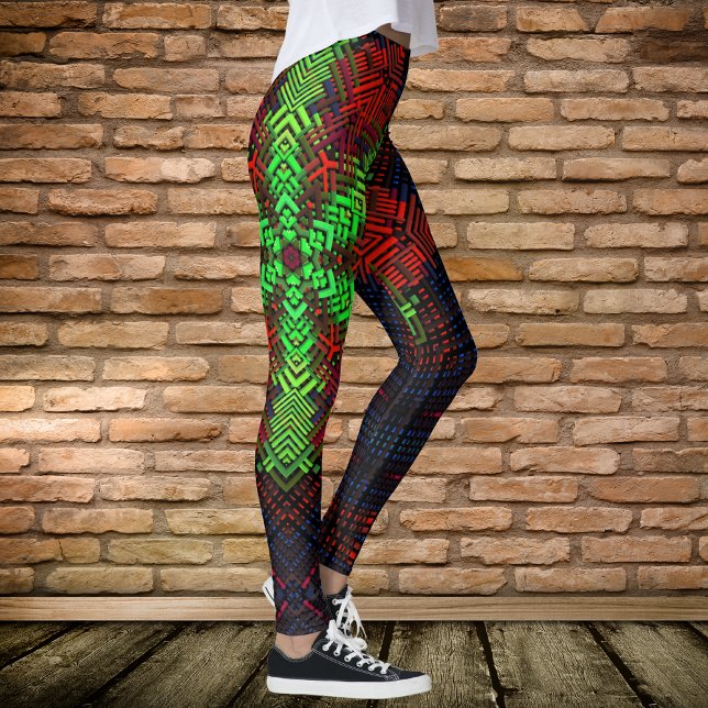 Leggings Weave Mandala Verde Rojo y Azul (Subido por el creador)