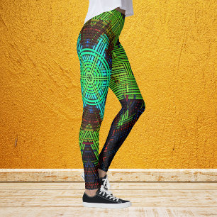 Leggings Weave Mandala Verde Rojo y Azul
