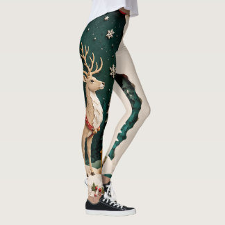 Leggings Weihnachtlicher Rentier Wald Rahmen
