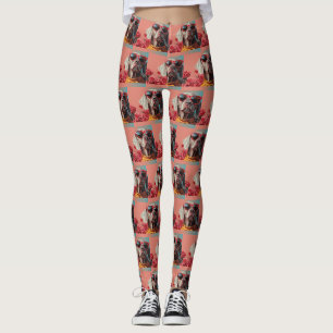 Leggings Weimaraner con rosas del corazón Día de San Valent