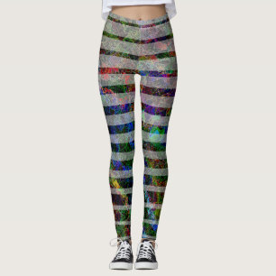 Leggings Weird stripes and scratched small squares in lines