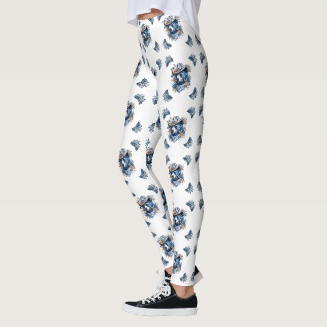 Leggings Western Cowboy Bear - Blue Bear with Floral Bandan (Izquierda)
