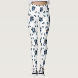 Leggings Western Cowboy Bear - Blue Bear with Floral Bandan