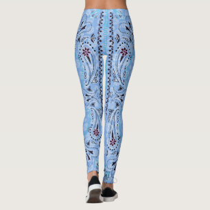 Leggings Western Paisley Blue Bandana Print Cowgirl