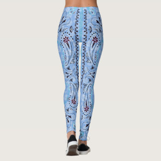 Leggings Western Paisley Blue Bandana Print Cowgirl