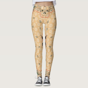 Leggings Western Paisley Gold Bandana Print Cowgirl