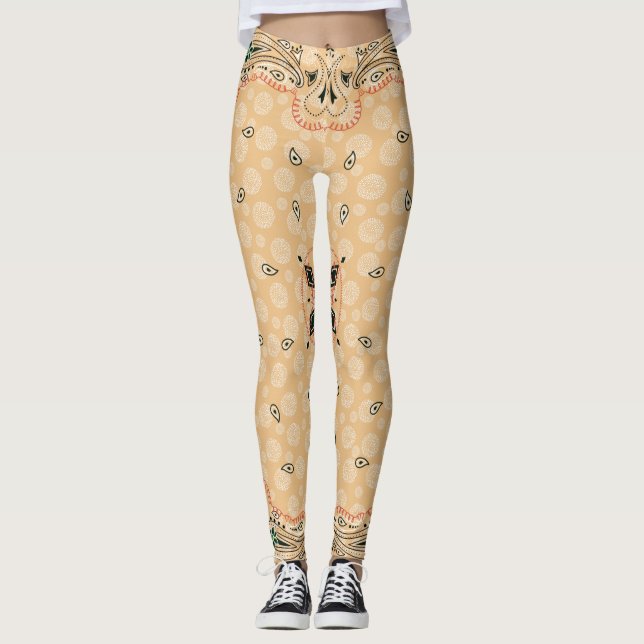 Leggings Western Paisley Gold Bandana Print Cowgirl (Anverso)