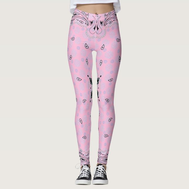 Leggings Western Paisley Pink Bandana Print Cowgirl (Anverso)
