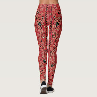Leggings Western Paisley Red Bandana Print Cowgirl