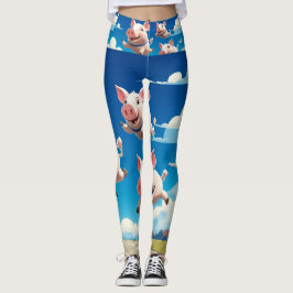 Leggings When Pigs Fly Funny Winged Pigs