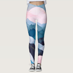 Leggings Whimical Minimalista Gold Mountain Watercolor