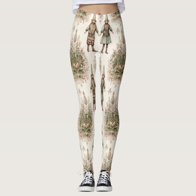 Leggings Whimsical Forest Gnomes & Botanical (1) (Anverso)