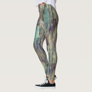 Leggings Whimsical Funky Violeta Púrpura Rayas Verde azula