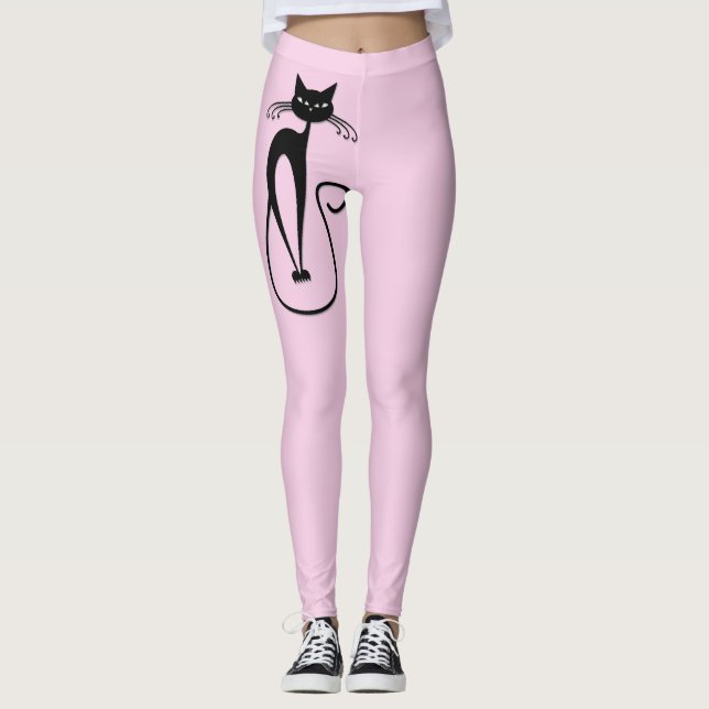 Leggings Whimsical Skinny Black Cat Rosa (Anverso)