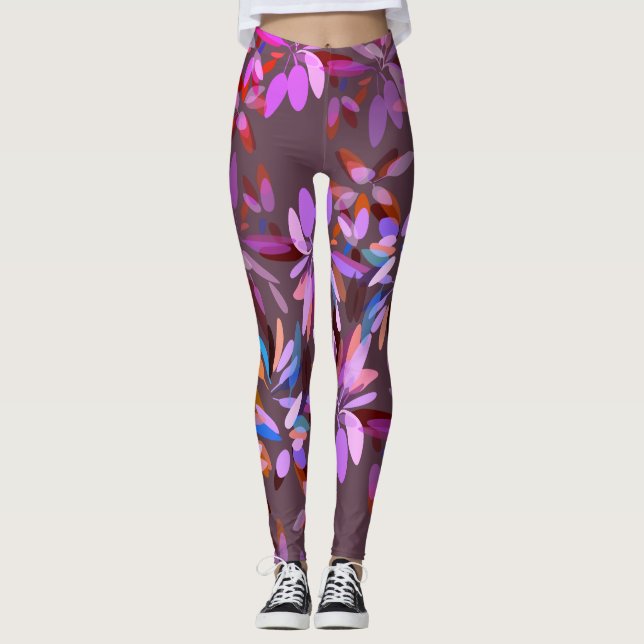 Leggings Whimsical Y2K Estética Pink y Purple Floral (Anverso)