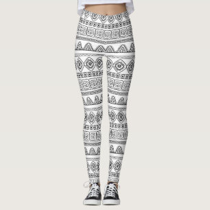 Leggings white&black tribal aztec pattern