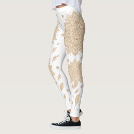 Leggings White Boho Mandala Minimalist Yoga