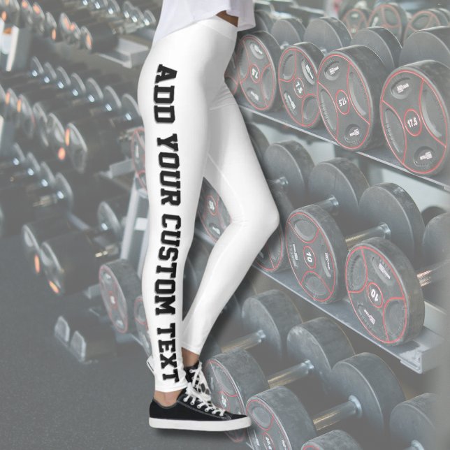 Leggings White Bold Personalized Custom Text Vertical  (Subido por el creador)