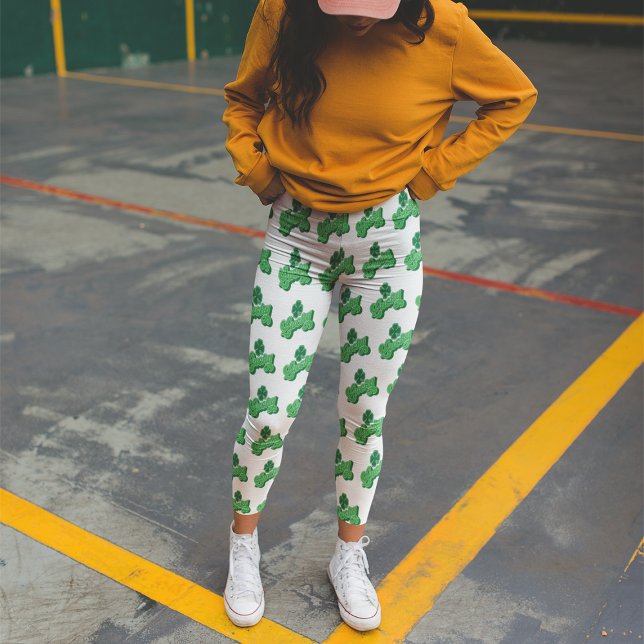 Leggings White Green Lucky Clover Leaf St. (Subido por el creador)