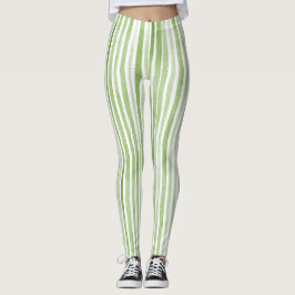 Leggings White Green Stripes