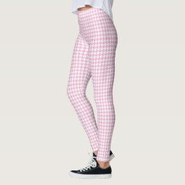 Leggings White rosado Pied De Poule Houndstooth