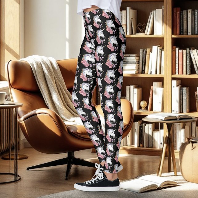 Leggings White Unicorn and Flowers (Subido por el creador)