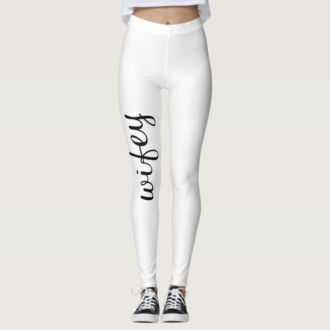 Leggings Wifey Diseño Blanco Y Negro2 Moda Giratoria Cuesta (Anverso)