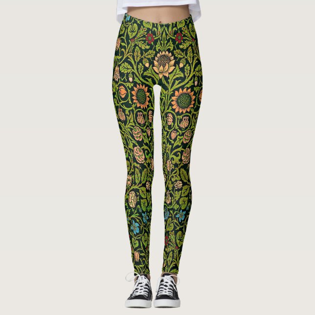Leggings William Morris - Columbine, verde oscuro, Case-Mat (Anverso)