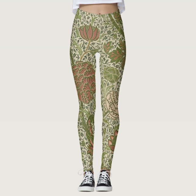 Leggings William Morris Cray Sage Flor de Floral Botánico (Anverso)