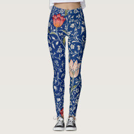 Leggings William Morris Floral patrón piernas azules