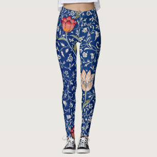 Leggings William Morris Floral patrón piernas azules