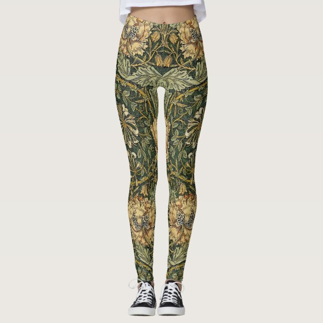 Leggings William Morris Honeysuckle Green Floral (Anverso)