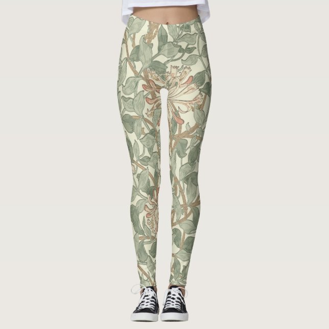Leggings William Morris Honeysuckle Green Floral (Anverso)