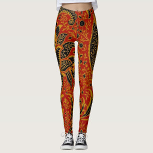 Leggings William Morris India Rojo Floral Vintage Clásico